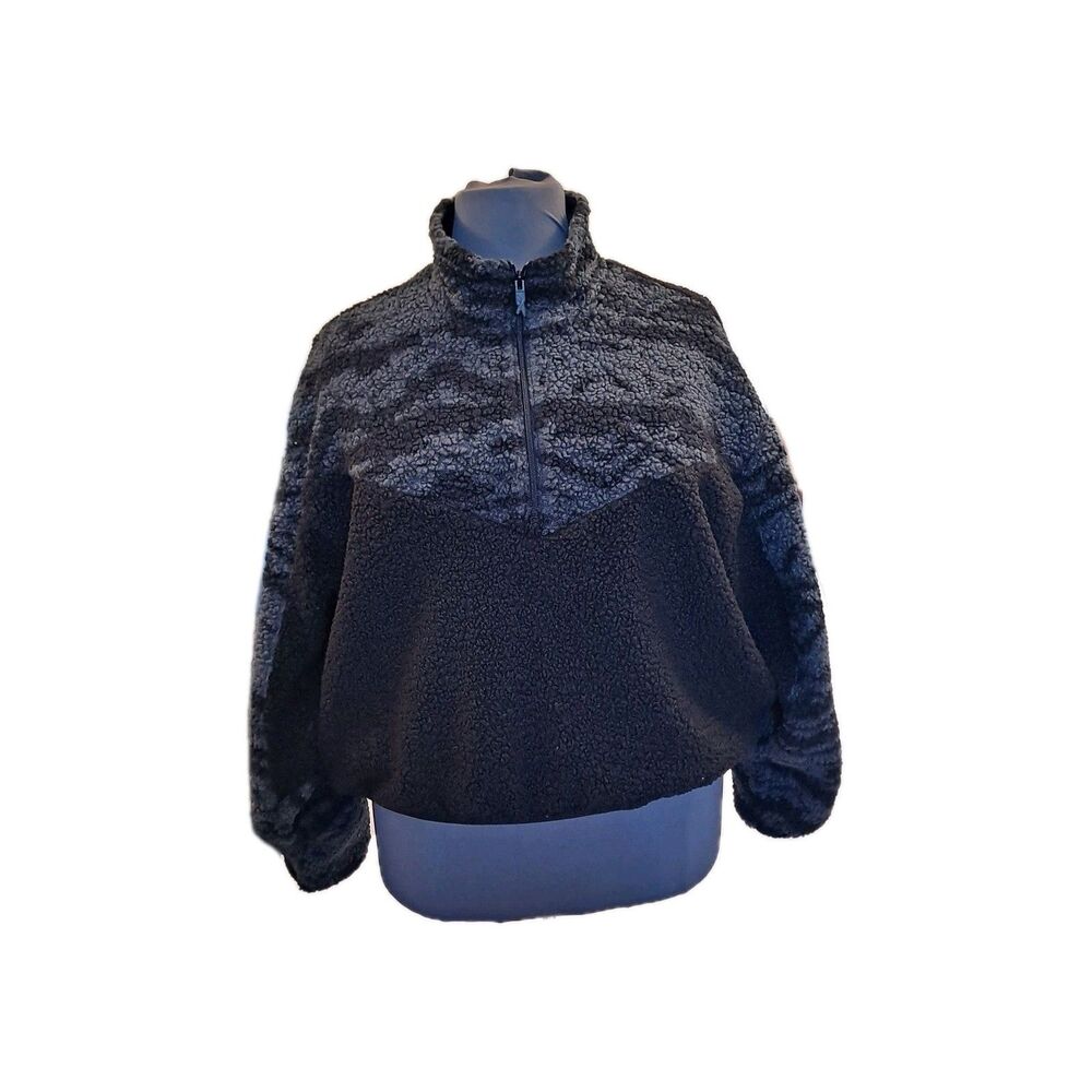 Reebok Core 10 Women's Sherpa Quarter Zip Jacket Size 1X/16W Black